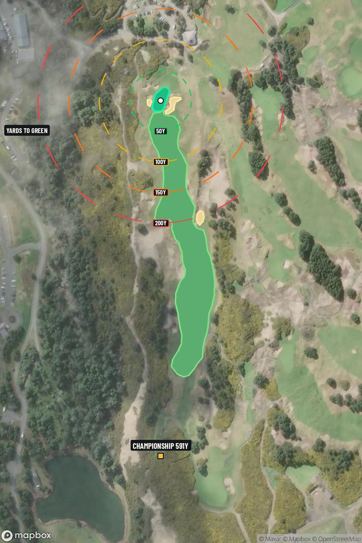 Hole 18 aerial at Bandon Dunes Resort (Pacific Dunes Course)