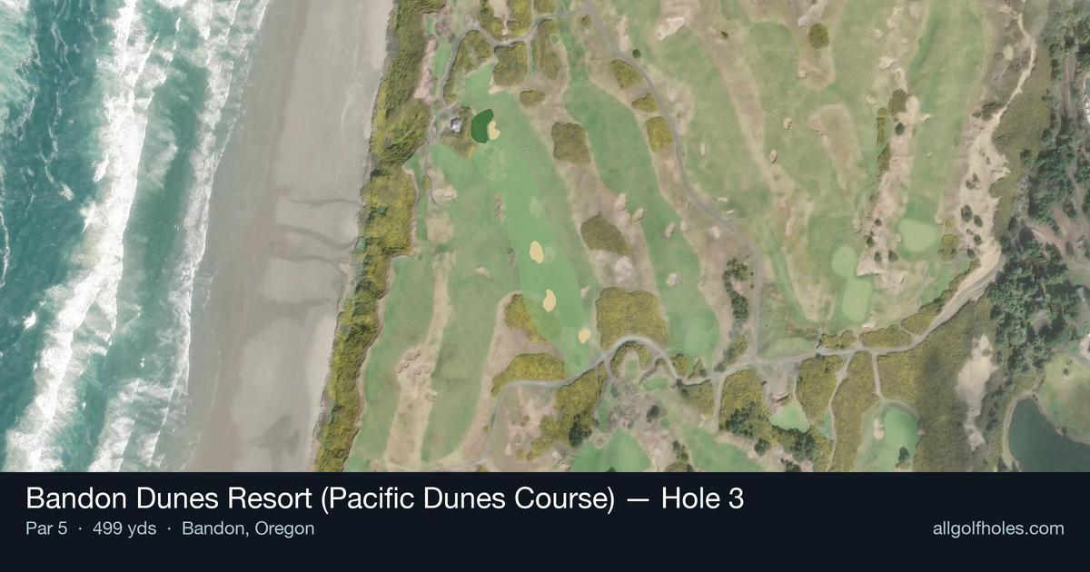 Hole 3 aerial at Bandon Dunes Resort (Pacific Dunes Course)