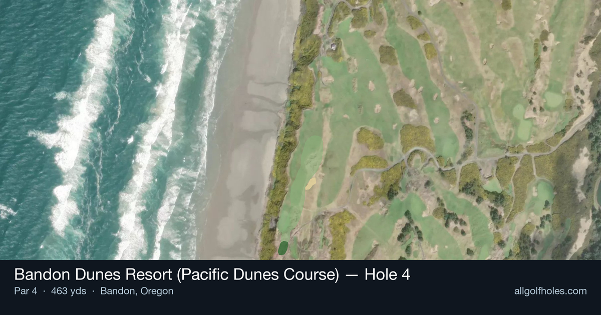 Hole 4 aerial at Bandon Dunes Resort (Pacific Dunes Course)