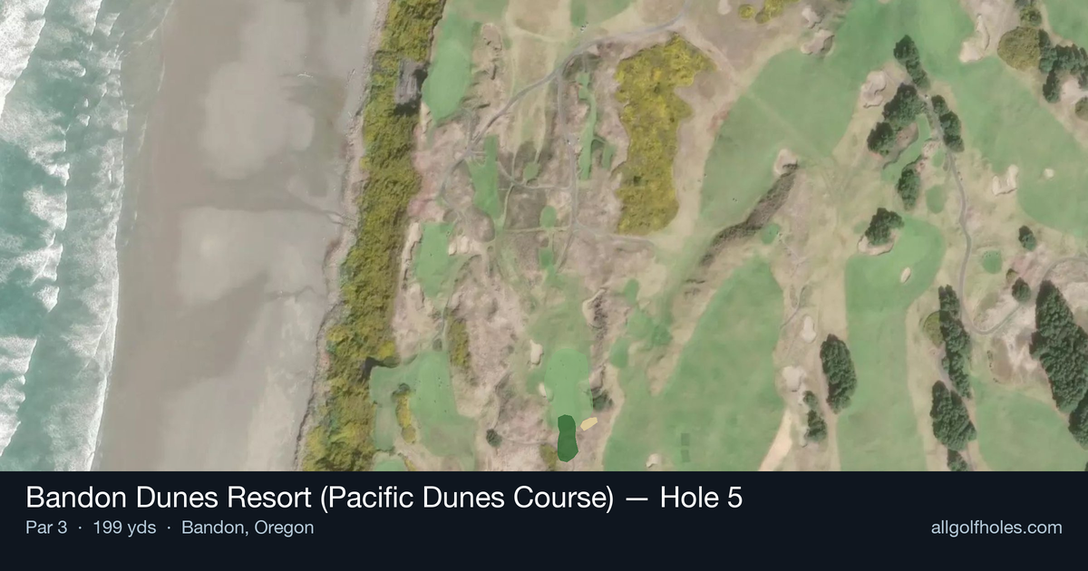 Hole 5 aerial at Bandon Dunes Resort (Pacific Dunes Course)