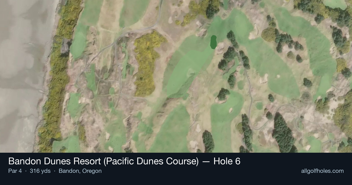 Hole 6 aerial at Bandon Dunes Resort (Pacific Dunes Course)