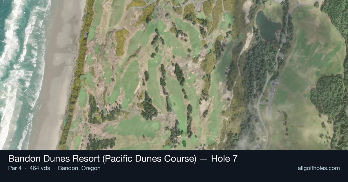 Hole 7 aerial at Bandon Dunes Resort (Pacific Dunes Course)