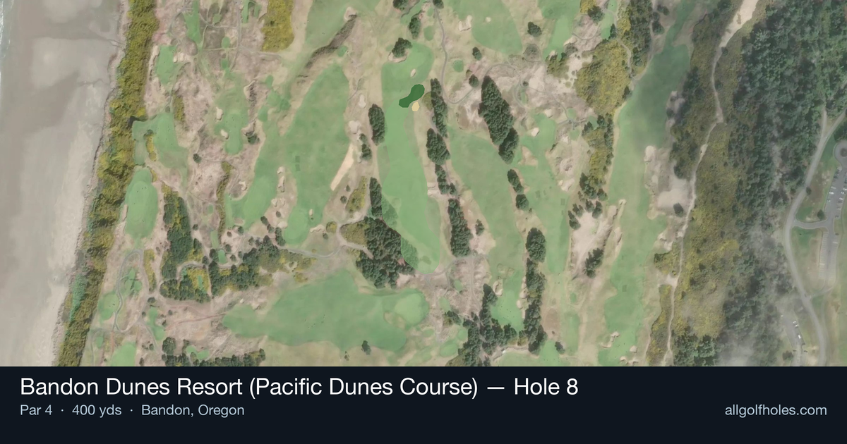 Hole 8 aerial at Bandon Dunes Resort (Pacific Dunes Course)