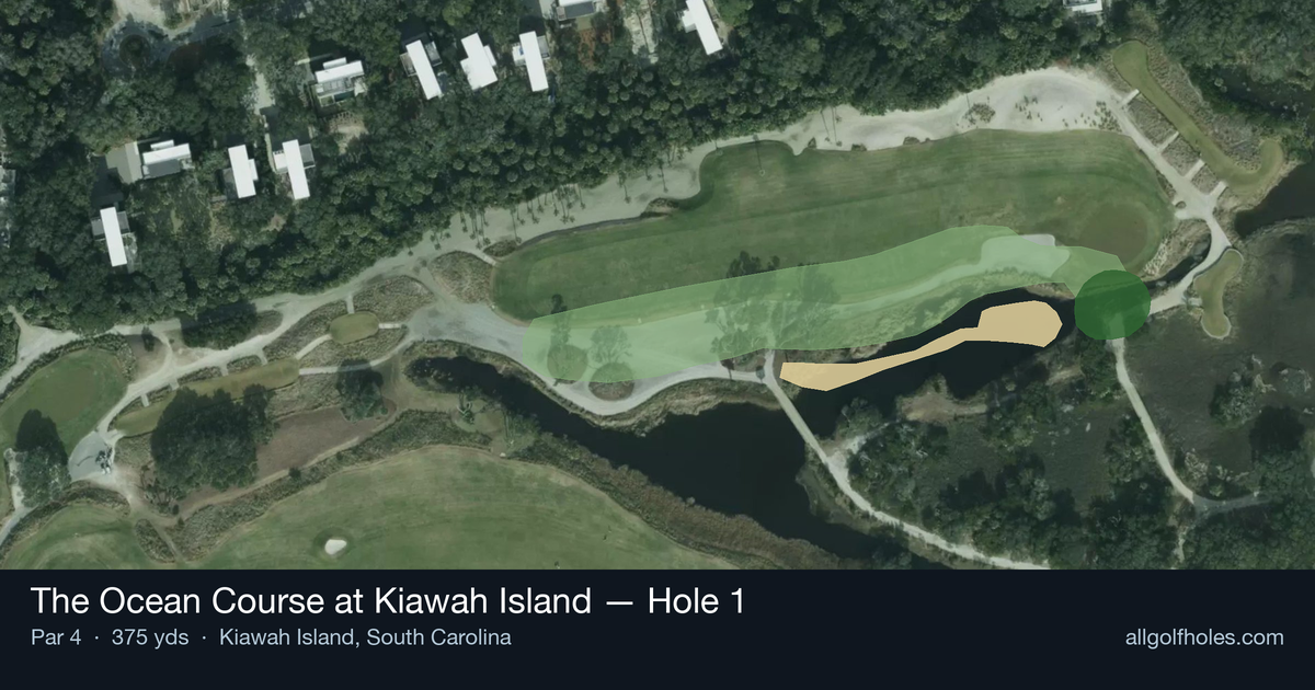 Hole 1 aerial at The Ocean Course at Kiawah Island