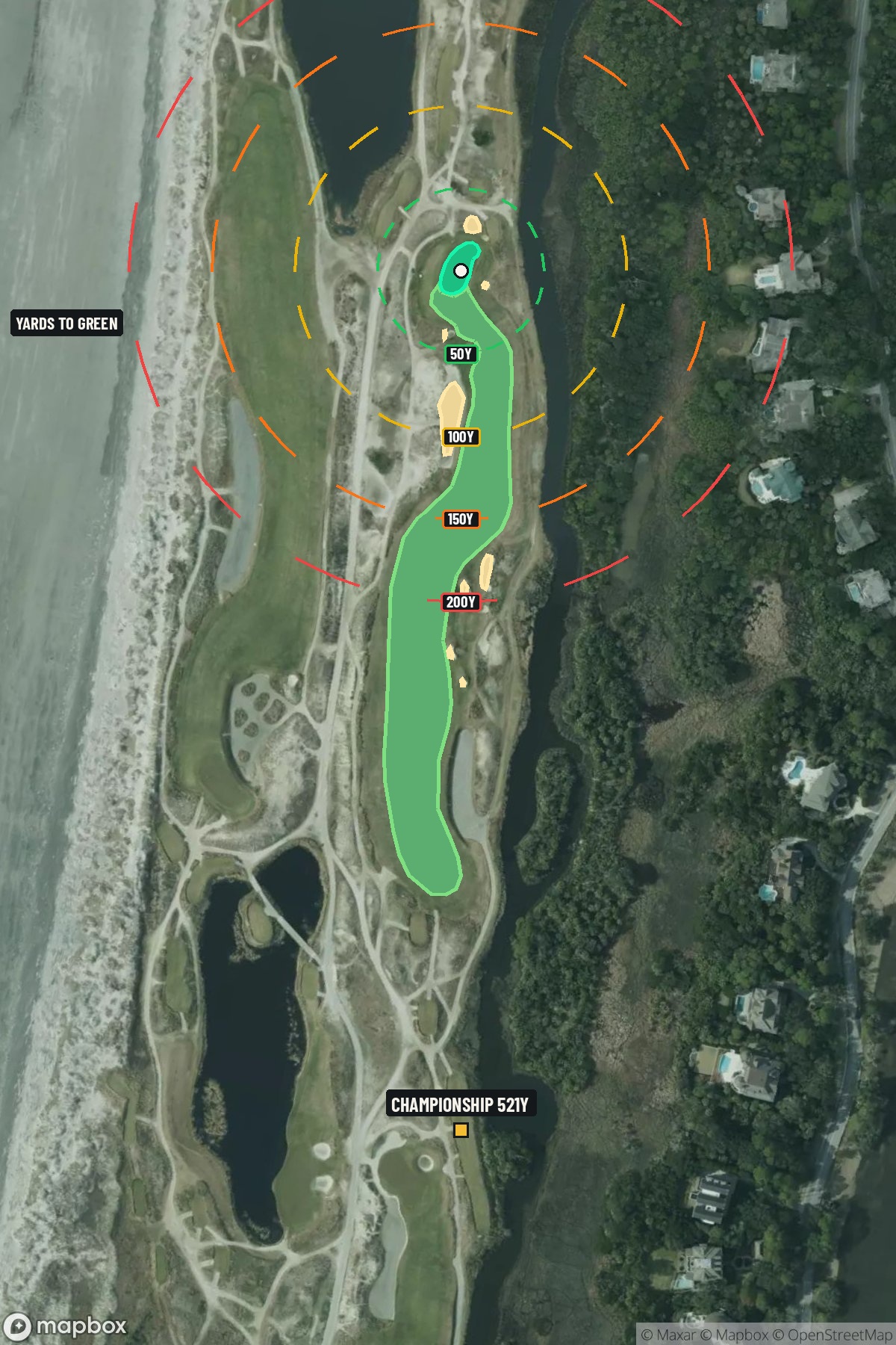 Hole 11 aerial at The Ocean Course at Kiawah Island
