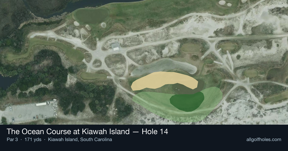 Hole 14 aerial at The Ocean Course at Kiawah Island