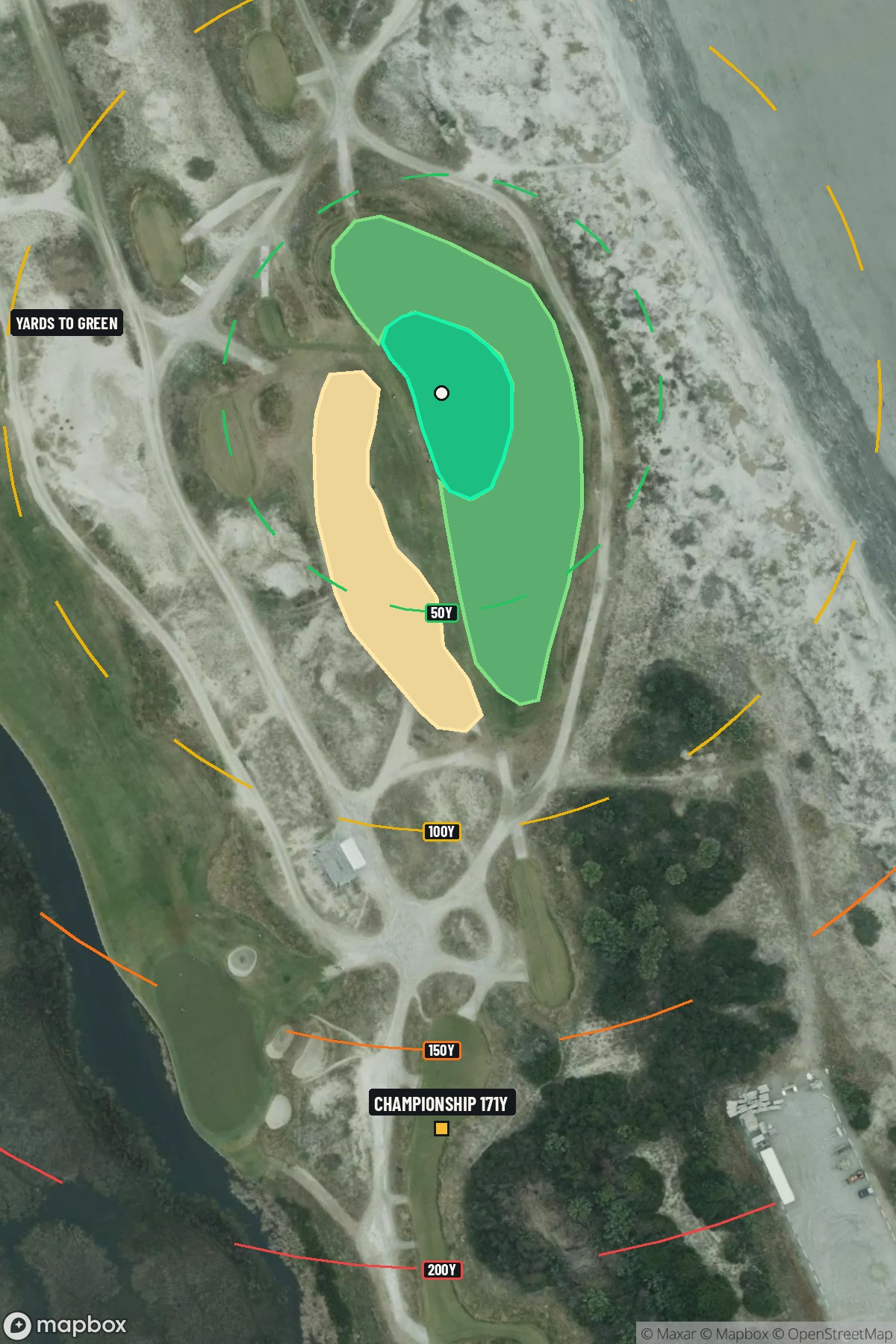 Hole 14 aerial at The Ocean Course at Kiawah Island