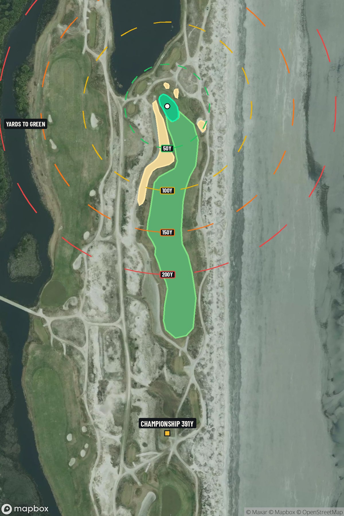 Hole 15 aerial at The Ocean Course at Kiawah Island