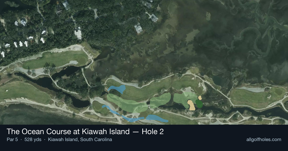 Hole 2 aerial at The Ocean Course at Kiawah Island