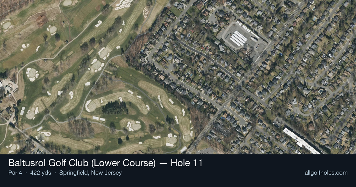 Hole 11 aerial at Baltusrol Golf Club (Lower Course)