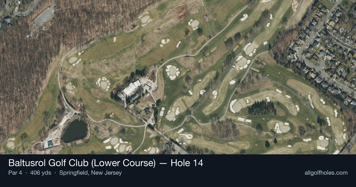 Hole 14 aerial at Baltusrol Golf Club (Lower Course)