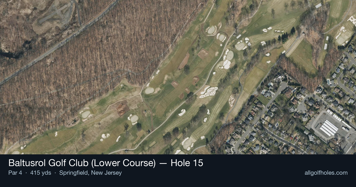 Hole 15 aerial at Baltusrol Golf Club (Lower Course)