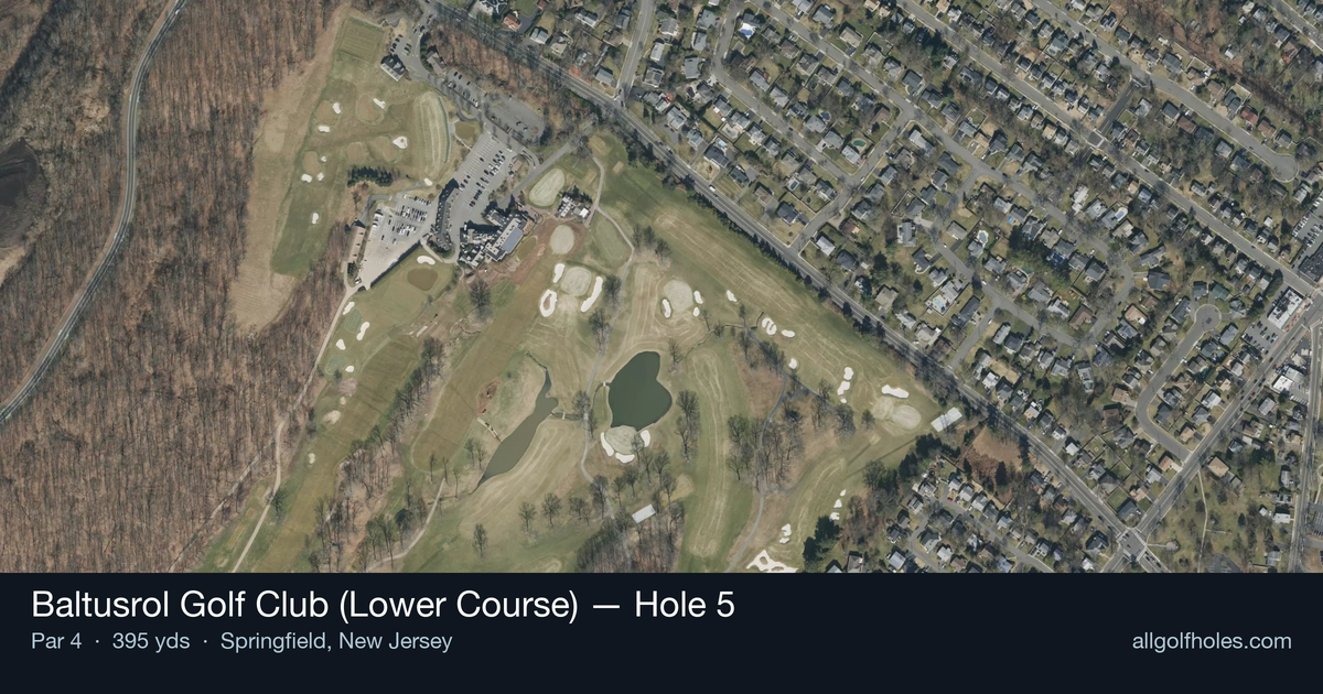 Hole 5 aerial at Baltusrol Golf Club (Lower Course)