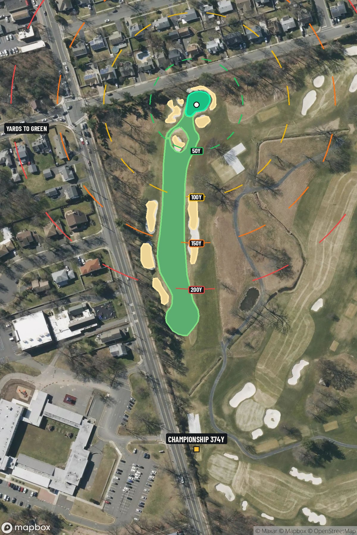 Hole 8 aerial at Baltusrol Golf Club (Lower Course)