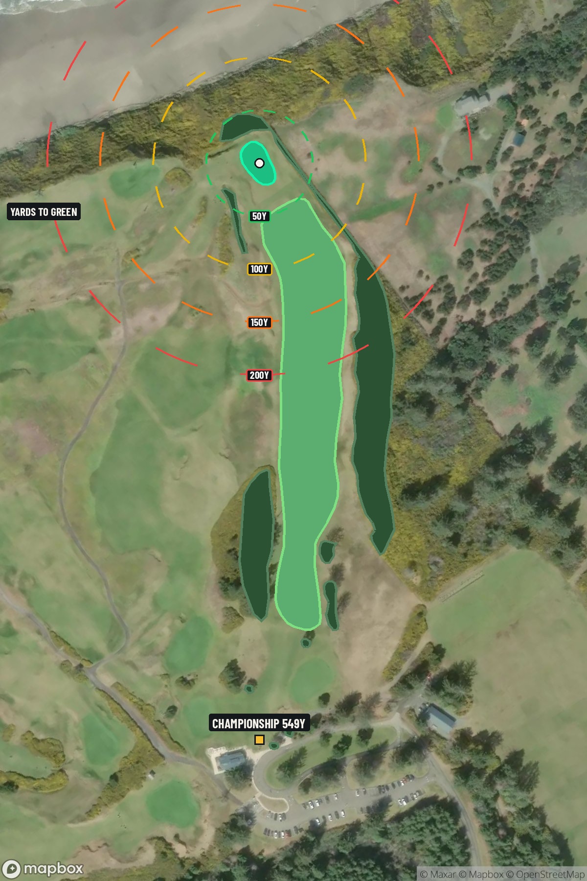 Hole 1 aerial at Bandon Dunes Resort (Sheep Ranch Course)