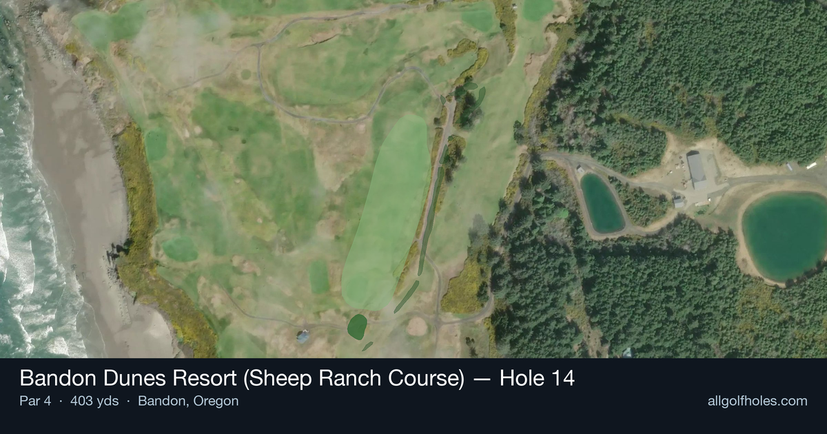 Hole 14 aerial at Bandon Dunes Resort (Sheep Ranch Course)
