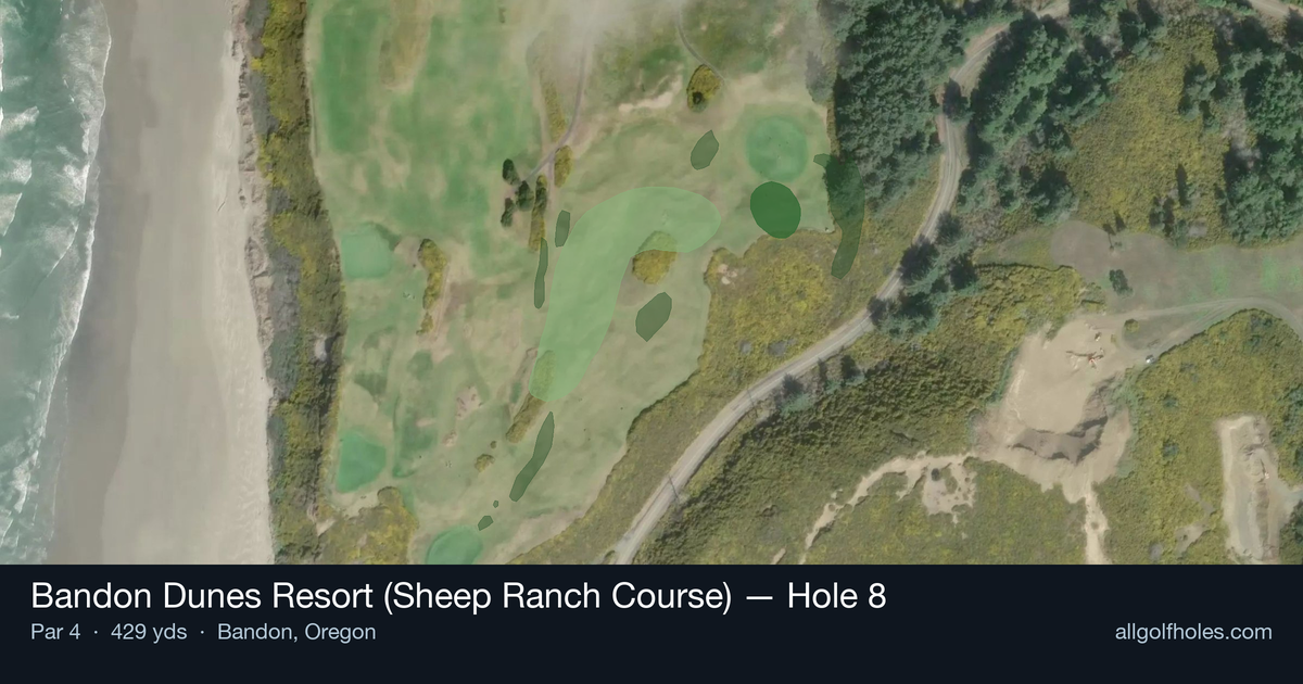 Hole 8 aerial at Bandon Dunes Resort (Sheep Ranch Course)