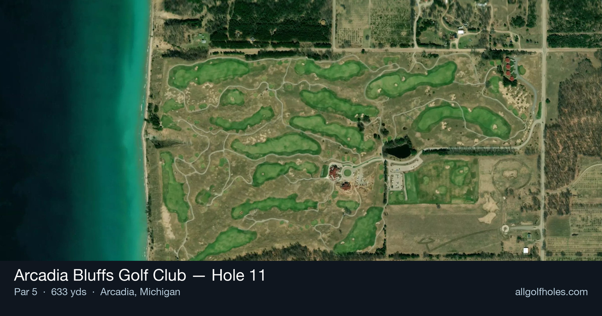 Hole 11 aerial at Arcadia Bluffs Golf Club