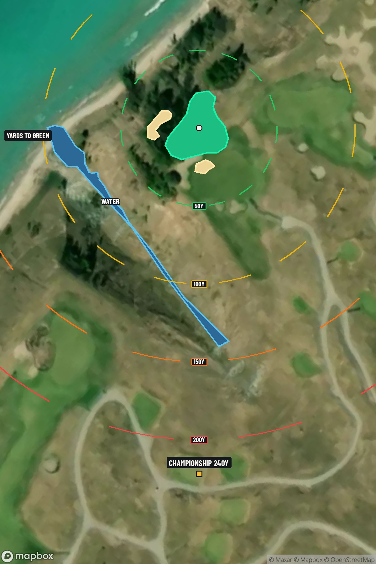 Hole 13 aerial at Arcadia Bluffs Golf Club