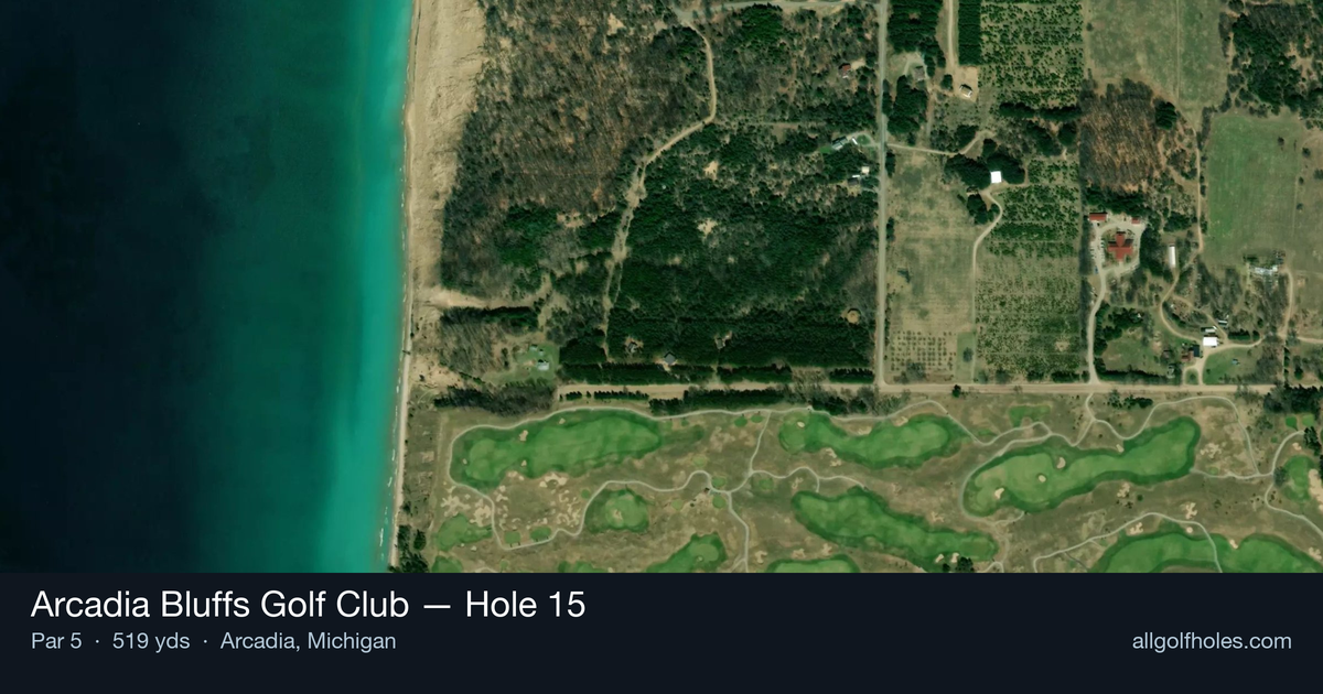 Hole 15 aerial at Arcadia Bluffs Golf Club
