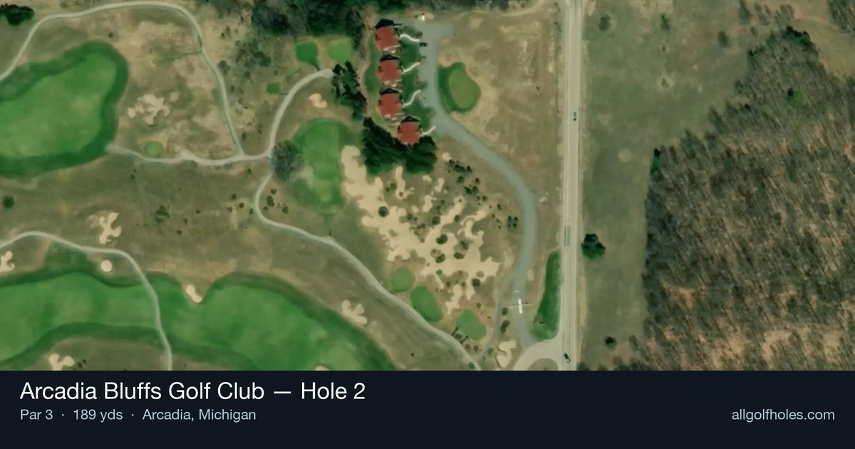 Hole 2 aerial at Arcadia Bluffs Golf Club