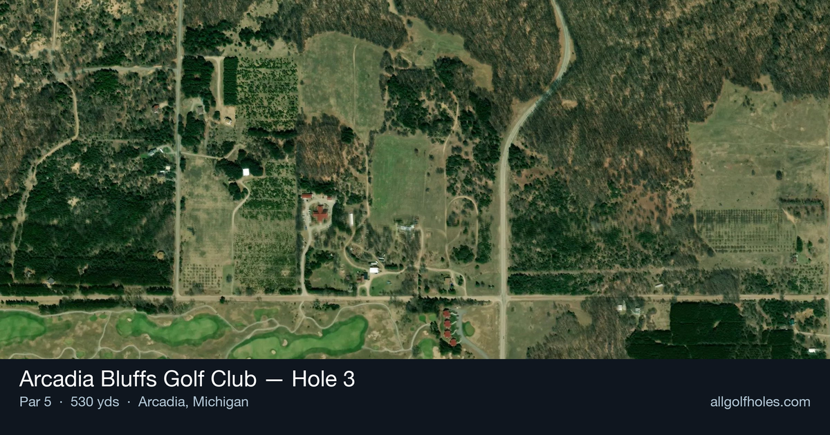 Hole 3 aerial at Arcadia Bluffs Golf Club