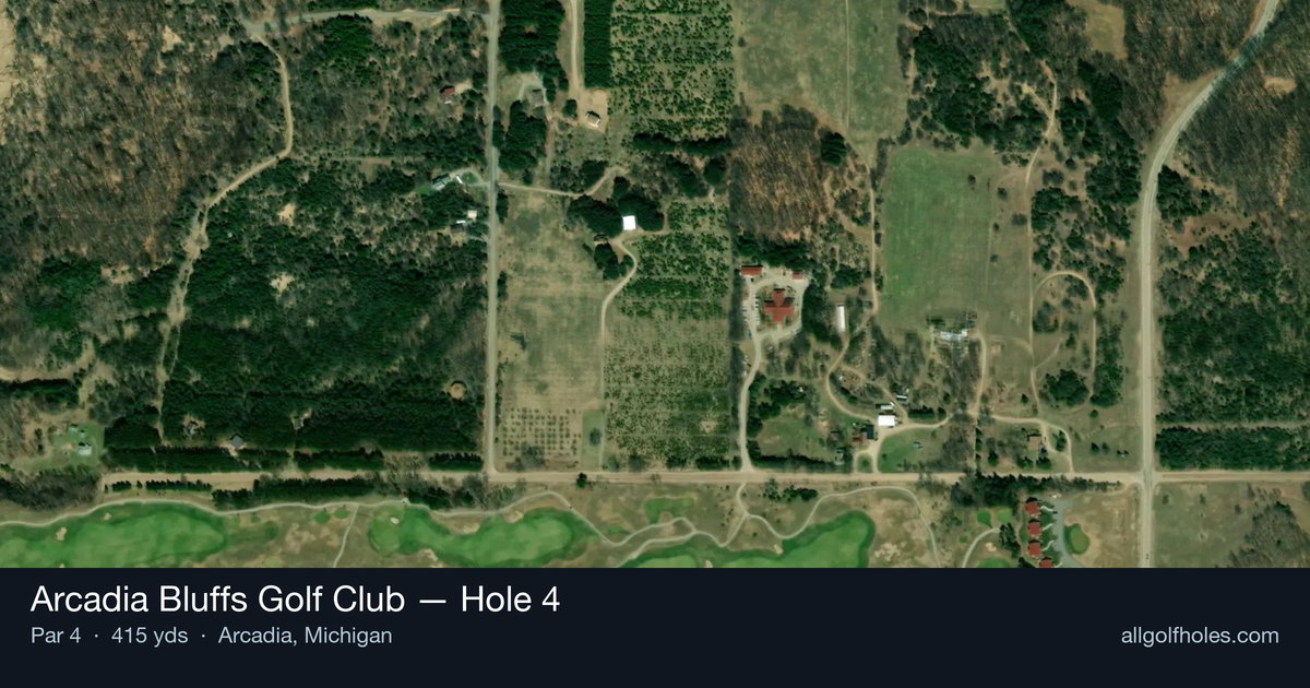 Hole 4 aerial at Arcadia Bluffs Golf Club