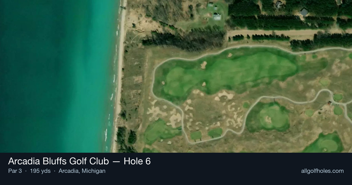 Hole 6 aerial at Arcadia Bluffs Golf Club