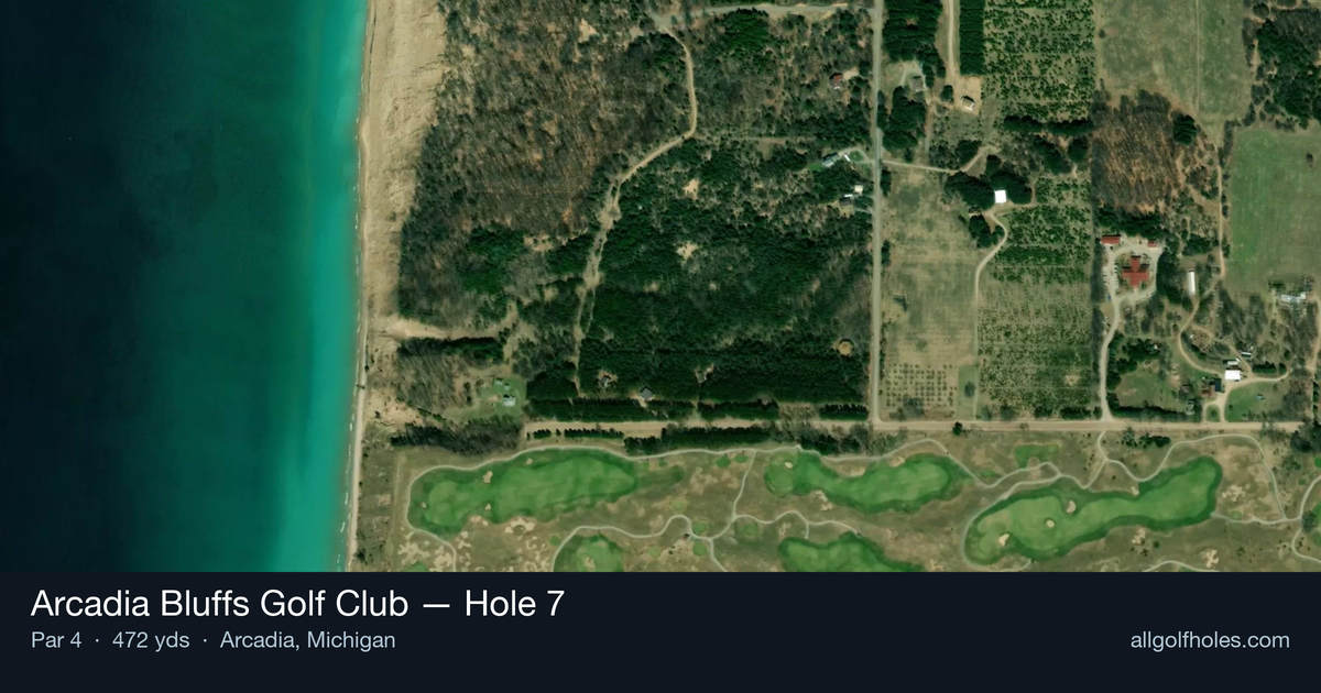 Hole 7 aerial at Arcadia Bluffs Golf Club