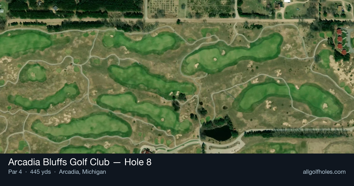 Hole 8 aerial at Arcadia Bluffs Golf Club