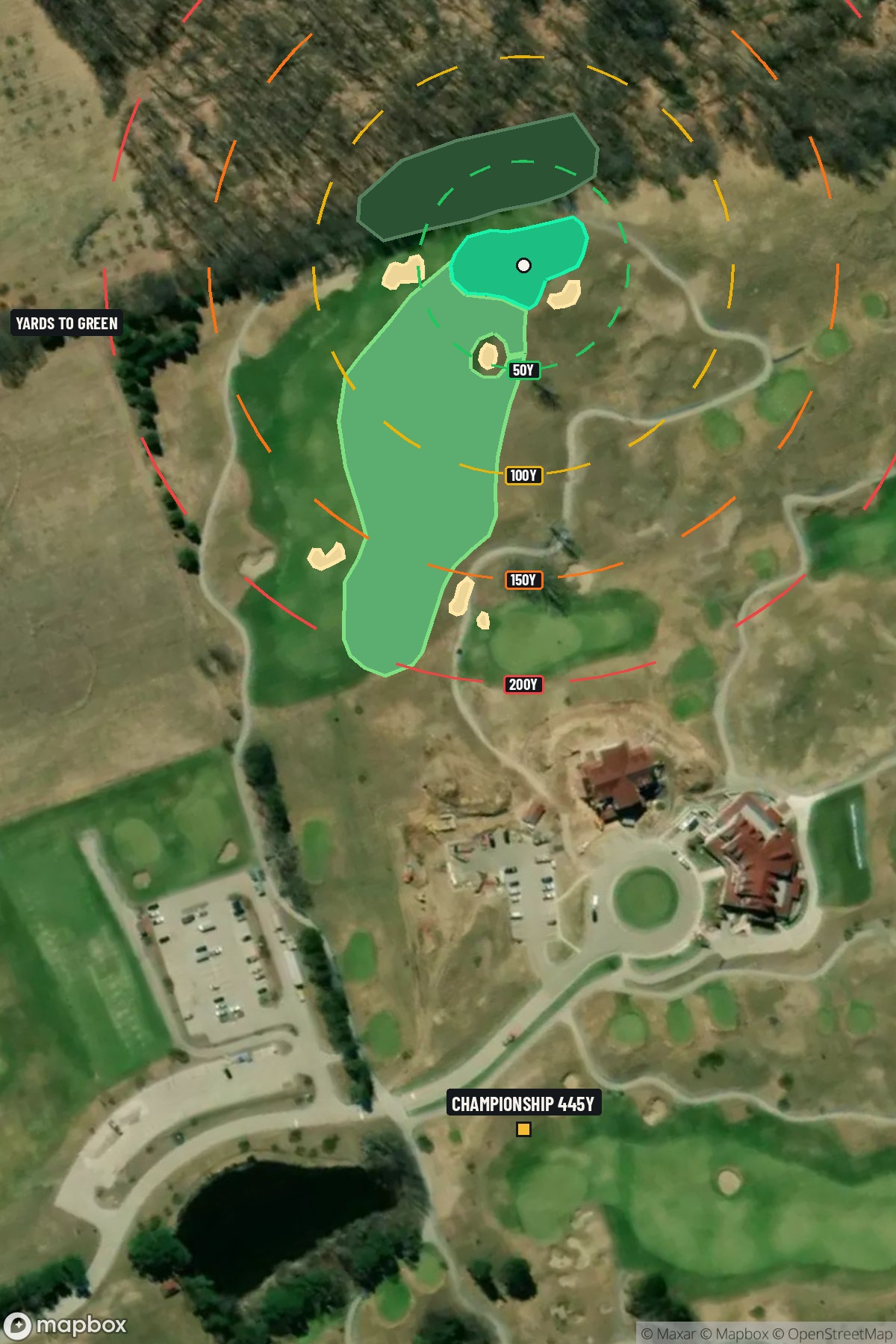 Hole 8 aerial at Arcadia Bluffs Golf Club