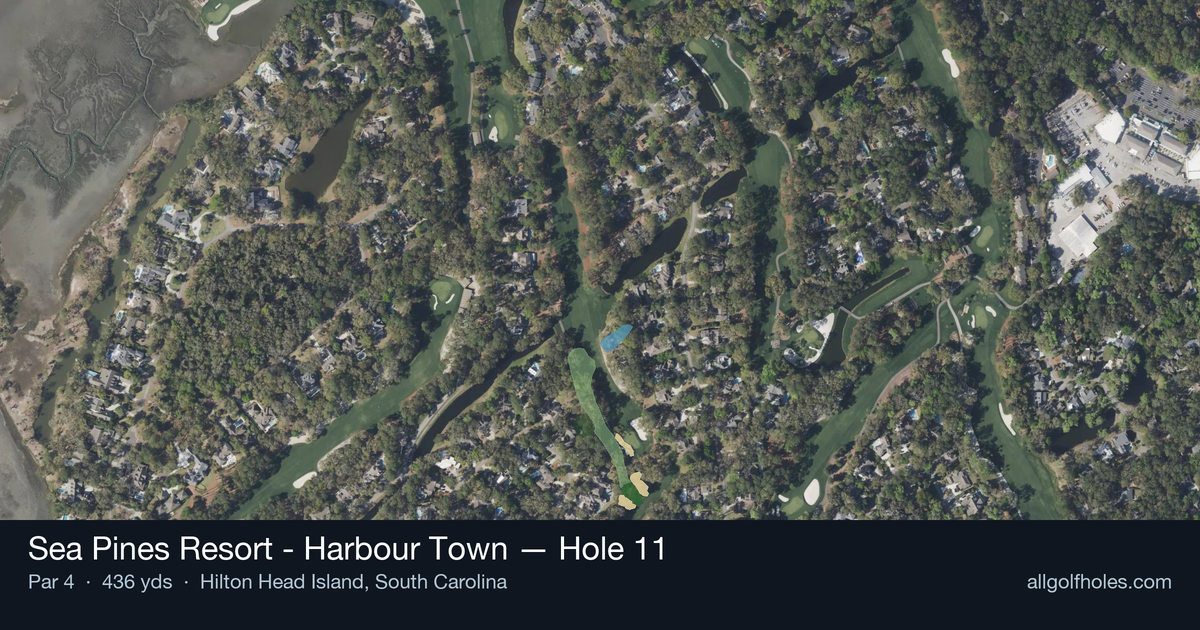 Hole 11 aerial at Sea Pines Resort - Harbour Town