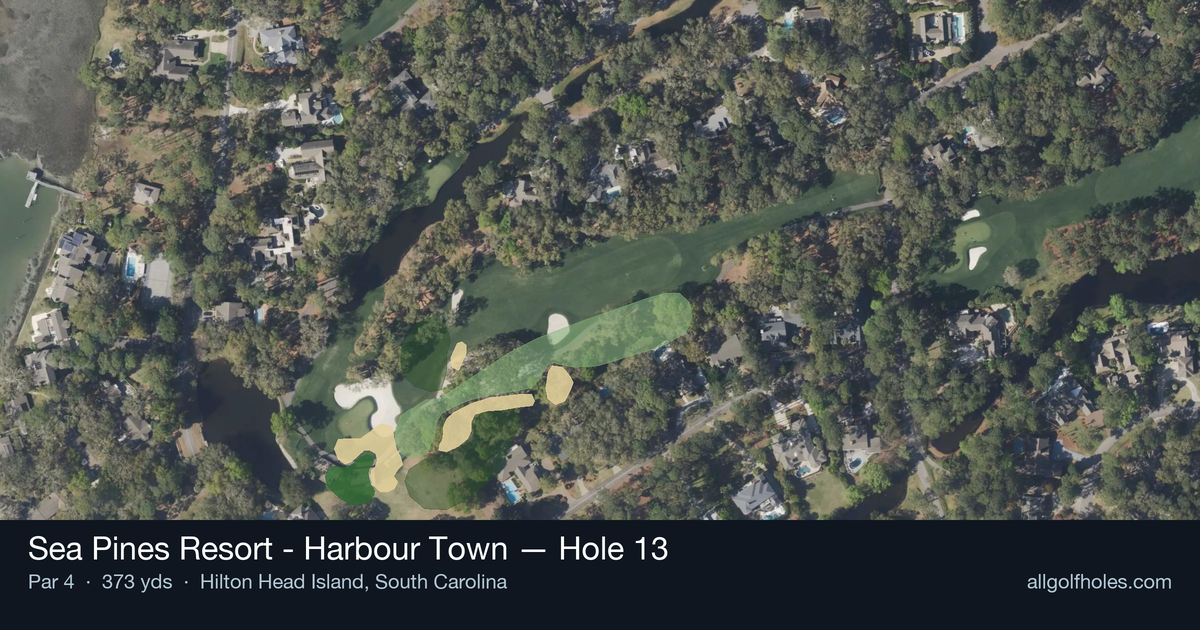 Hole 13 aerial at Sea Pines Resort - Harbour Town