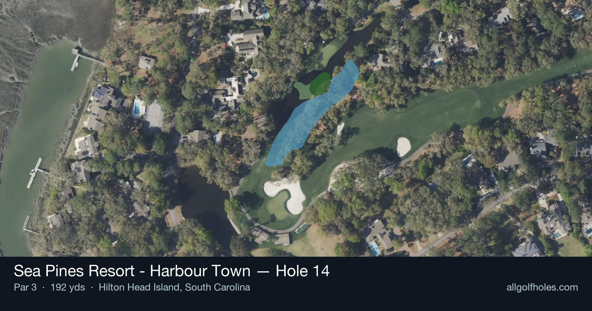 Hole 14 aerial at Sea Pines Resort - Harbour Town