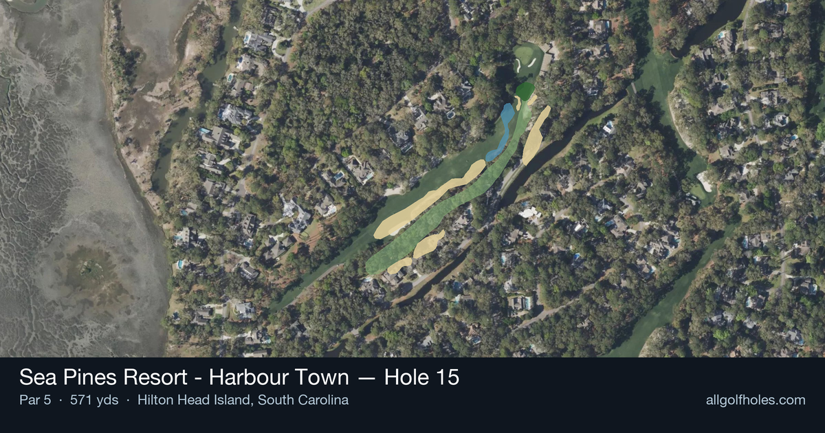 Hole 15 aerial at Sea Pines Resort - Harbour Town