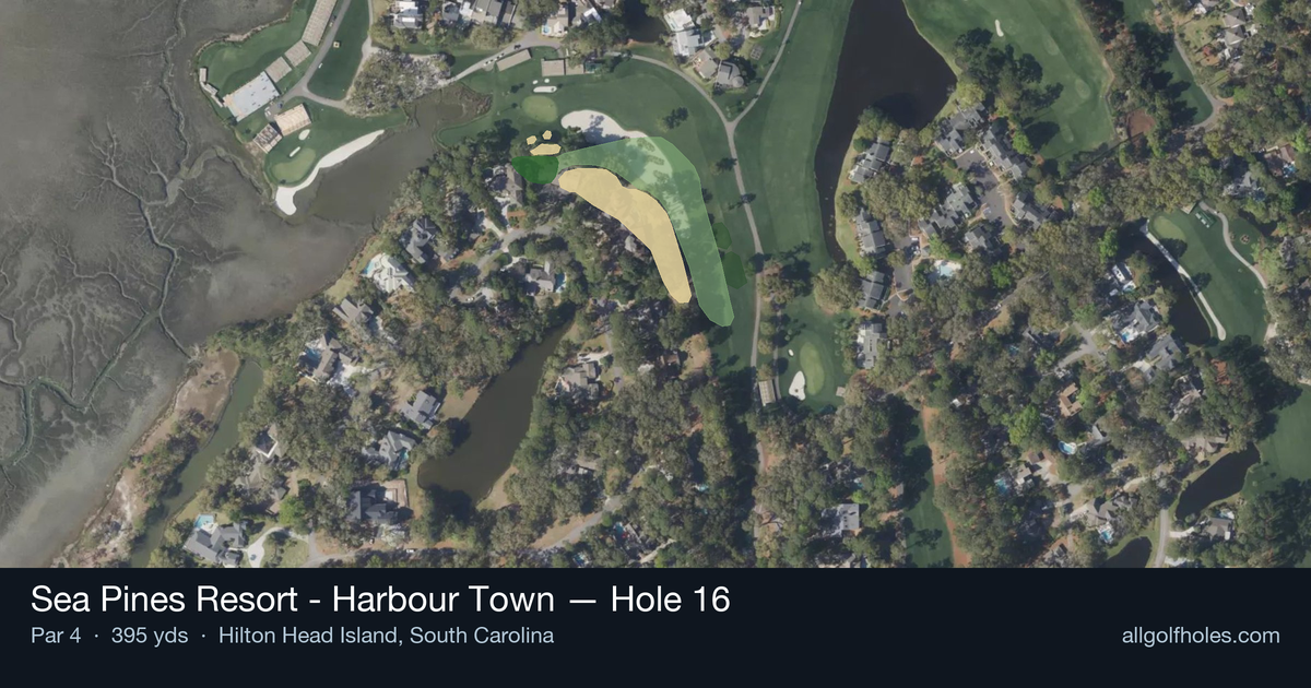 Hole 16 aerial at Sea Pines Resort - Harbour Town