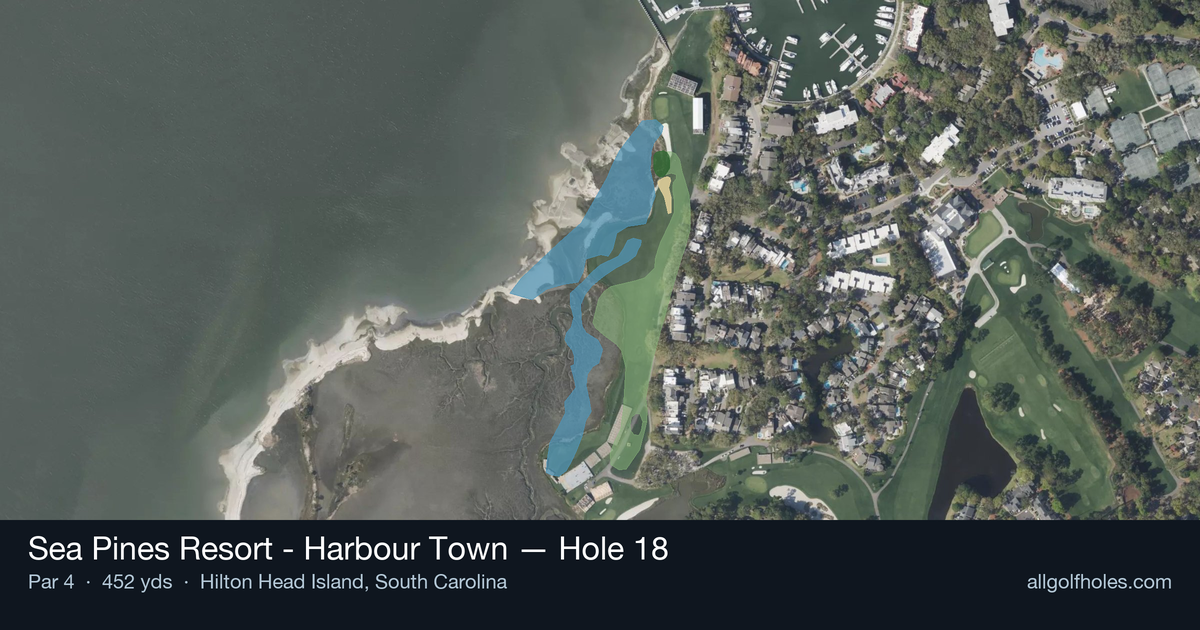 Hole 18 aerial at Sea Pines Resort - Harbour Town