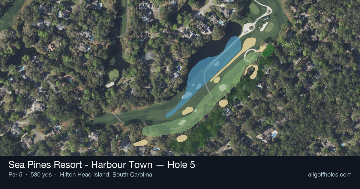 Hole 5 aerial at Sea Pines Resort - Harbour Town