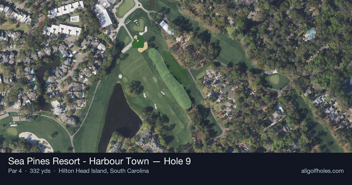 Hole 9 aerial at Sea Pines Resort - Harbour Town