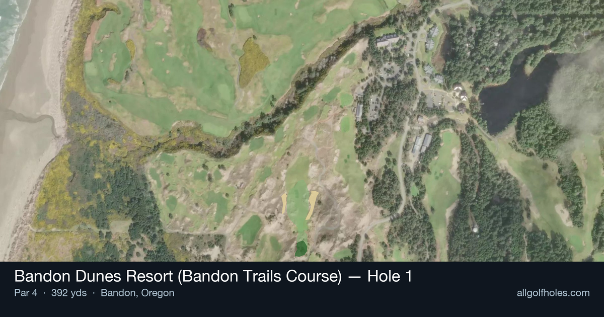 Hole 1 aerial at Bandon Dunes Resort (Bandon Trails Course)