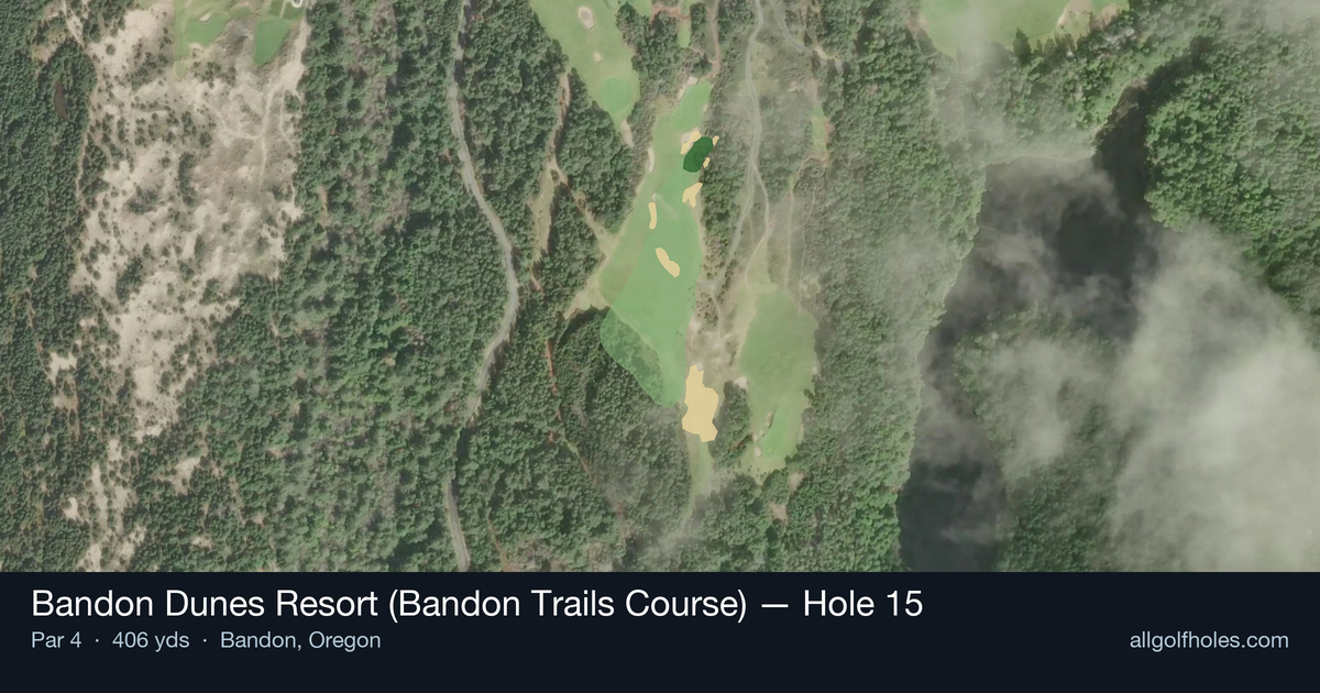 Hole 15 aerial at Bandon Dunes Resort (Bandon Trails Course)