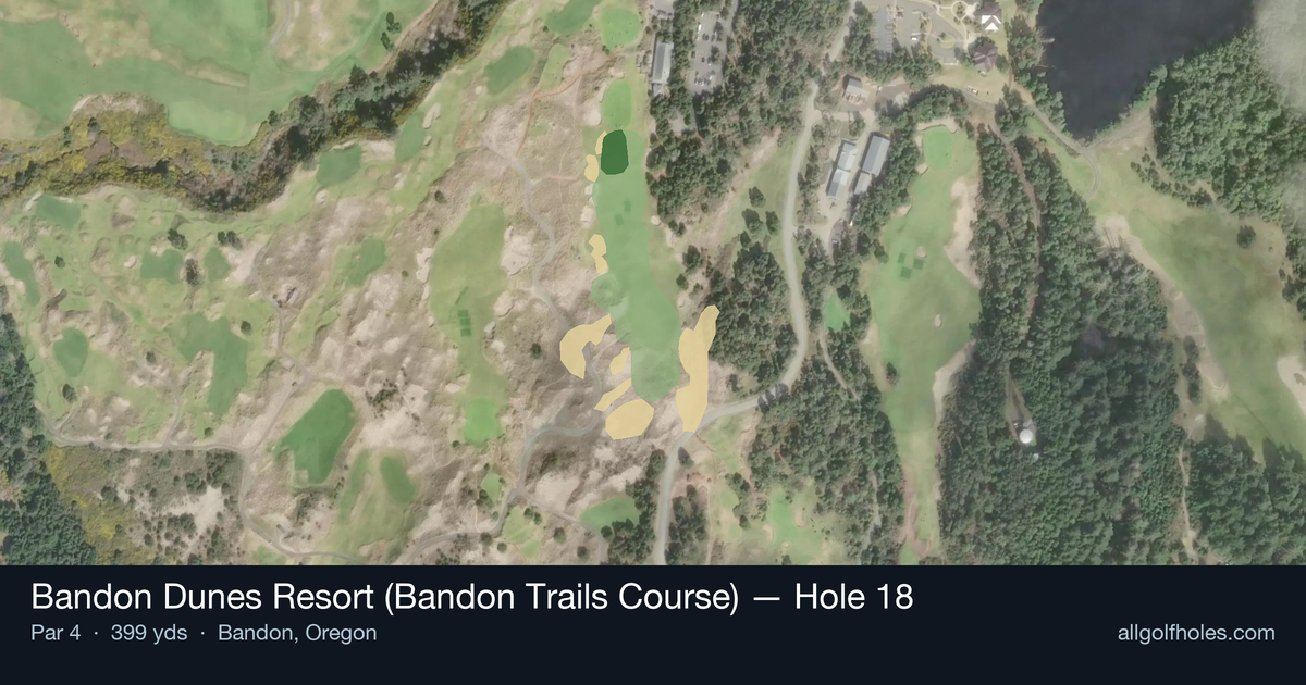 Hole 18 aerial at Bandon Dunes Resort (Bandon Trails Course)