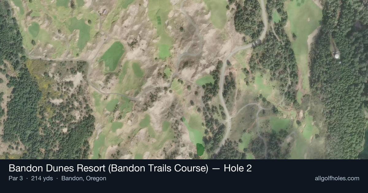 Hole 2 aerial at Bandon Dunes Resort (Bandon Trails Course)