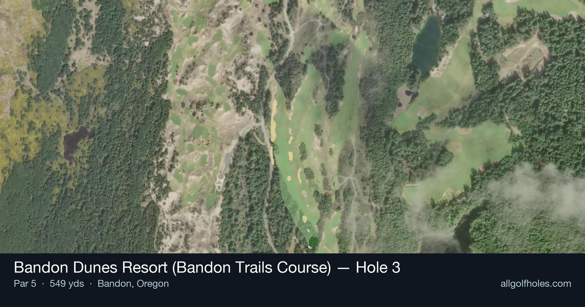 Hole 3 aerial at Bandon Dunes Resort (Bandon Trails Course)