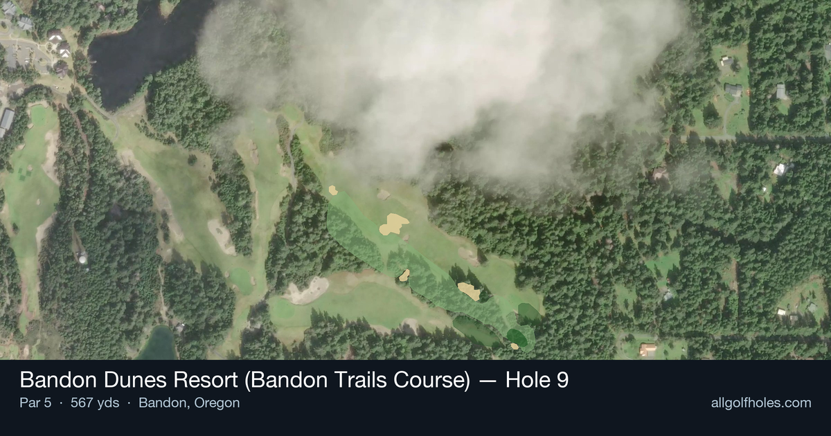 Hole 9 aerial at Bandon Dunes Resort (Bandon Trails Course)