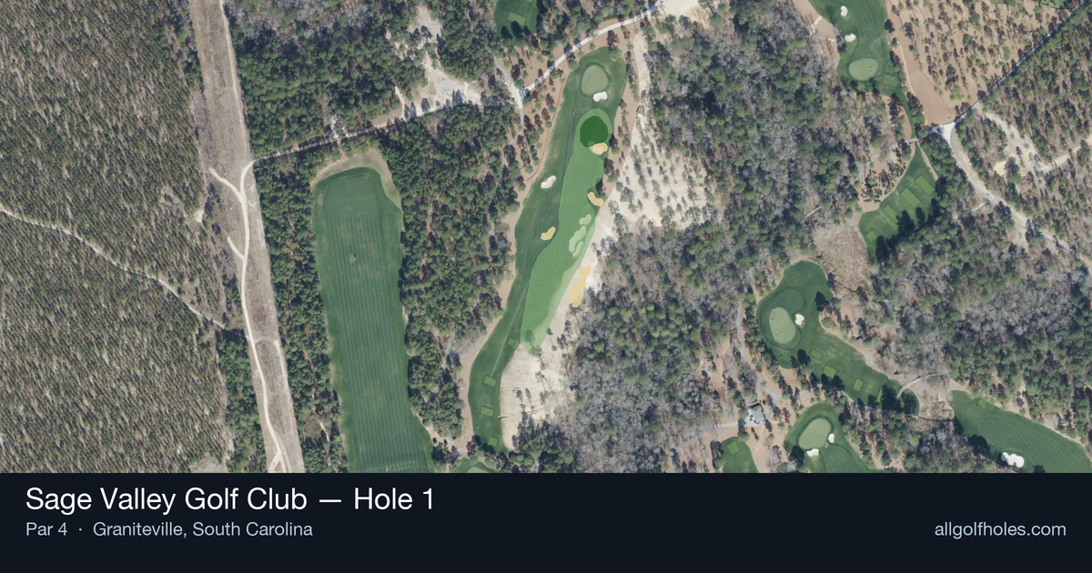 Hole 1 aerial at Sage Valley Golf Club