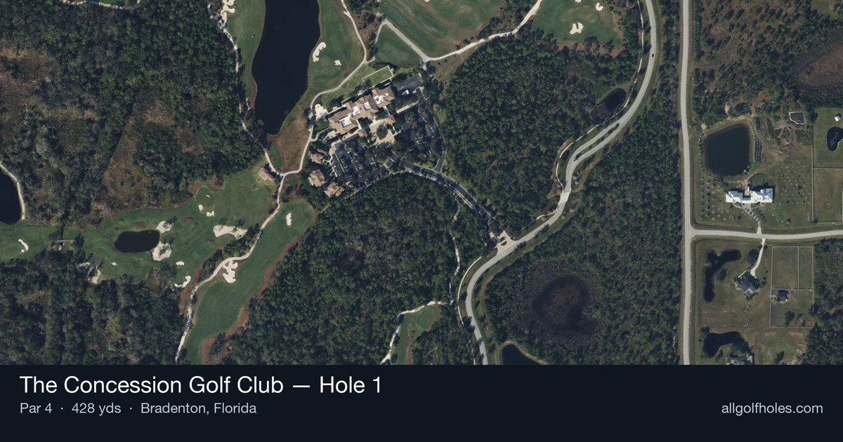Hole 1 aerial at The Concession Golf Club