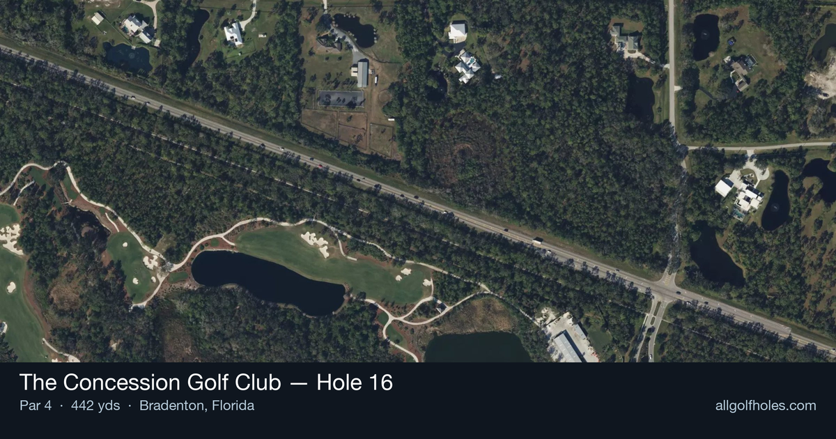 Hole 16 aerial at The Concession Golf Club
