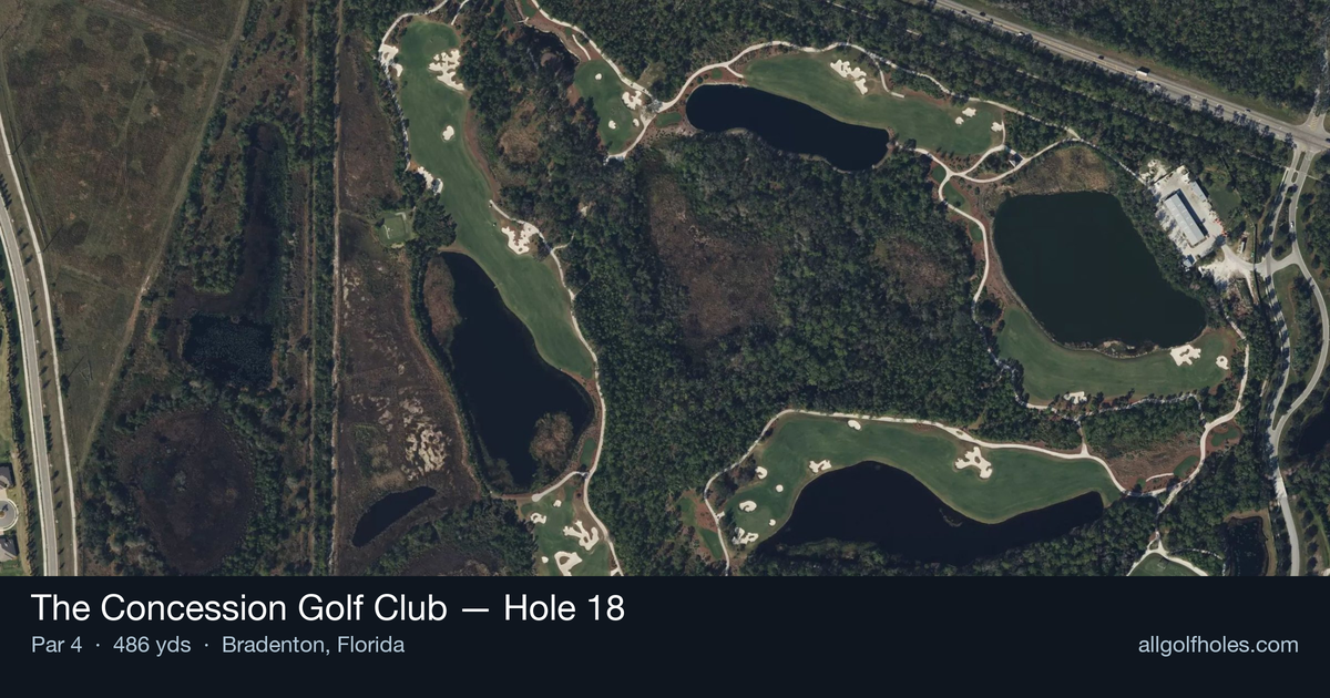 Hole 18 aerial at The Concession Golf Club