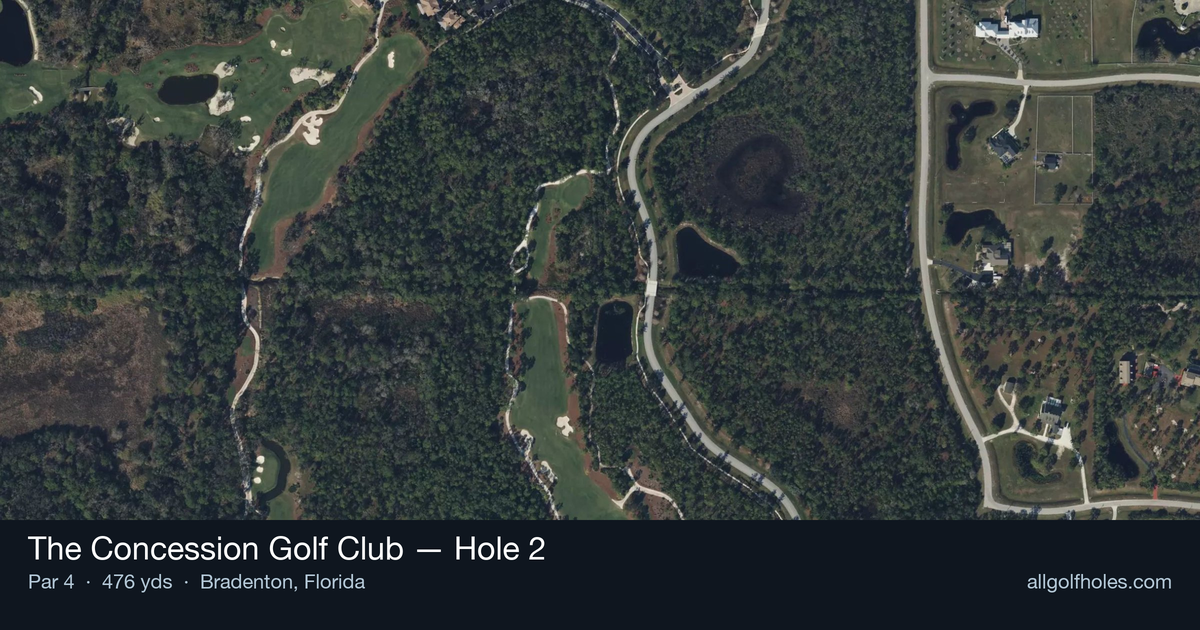 Hole 2 aerial at The Concession Golf Club